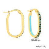 2.26 * 22mm oval-shaped geometric band with white/purple/blue/pink/orange diamonds, ear hooks, golden color asonjewelry