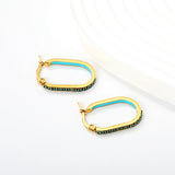 2.26 * 22mm oval-shaped geometric band with white/purple/blue/pink/orange diamonds, ear hooks, golden color asonjewelry