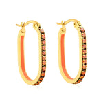 2.26 * 22mm oval-shaped geometric band with white/purple/blue/pink/orange diamonds, ear hooks, golden color asonjewelry