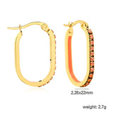 2.26 * 22mm oval-shaped geometric band with white/purple/blue/pink/orange diamonds, ear hooks, golden color asonjewelry