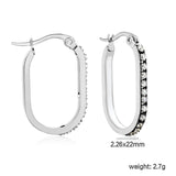 2.26 * 22mm oval-shaped geometric band with white/purple/blue/pink/orange diamonds, ear hooks, steel color asonjewelry