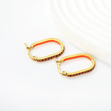 2.26 * 22mm oval-shaped geometric band with white/purple/blue/pink/orange diamonds, ear hooks, golden color asonjewelry