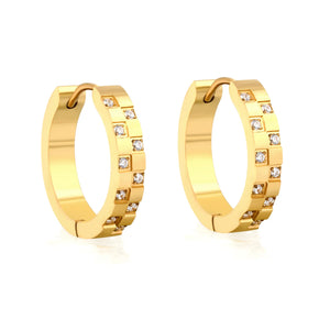 15.5 inch 4*20mm circular irregular CNC-set diamond earrings in gold color