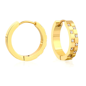 15.5 inch 4*20mm circular irregular CNC-set diamond earrings in gold color