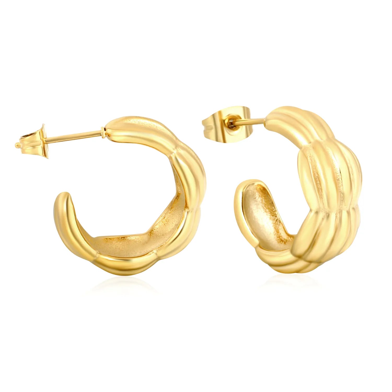 Gold Curved Twist Braided Earrings 9*20mm Fashion Minimalist Twisted Rope Arc Earrings for Women Daily Casual Party Wear Jewelry Accessory asonjewelry