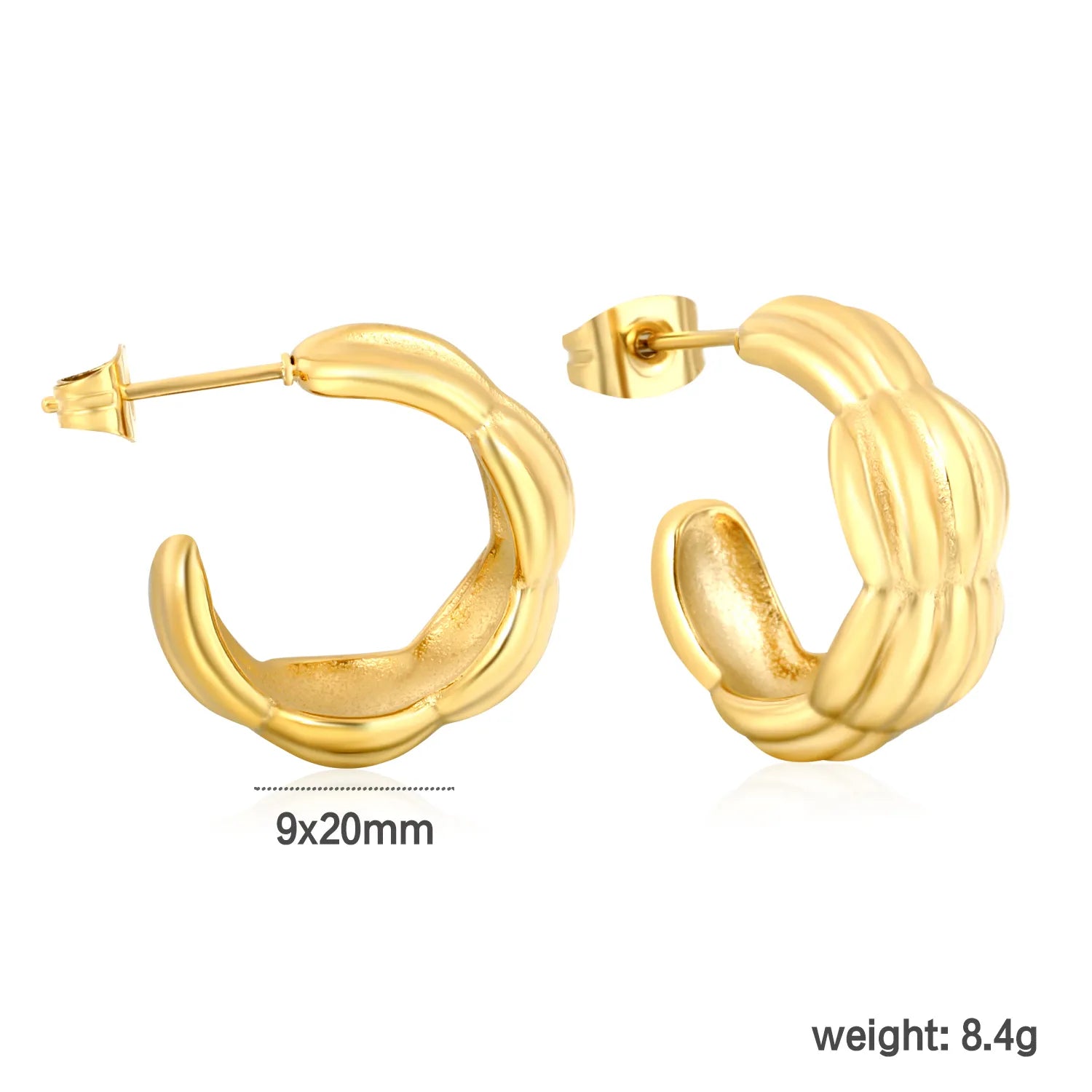 Gold Curved Twist Braided Earrings 9*20mm Fashion Minimalist Twisted Rope Arc Earrings for Women Daily Casual Party Wear Jewelry Accessory asonjewelry