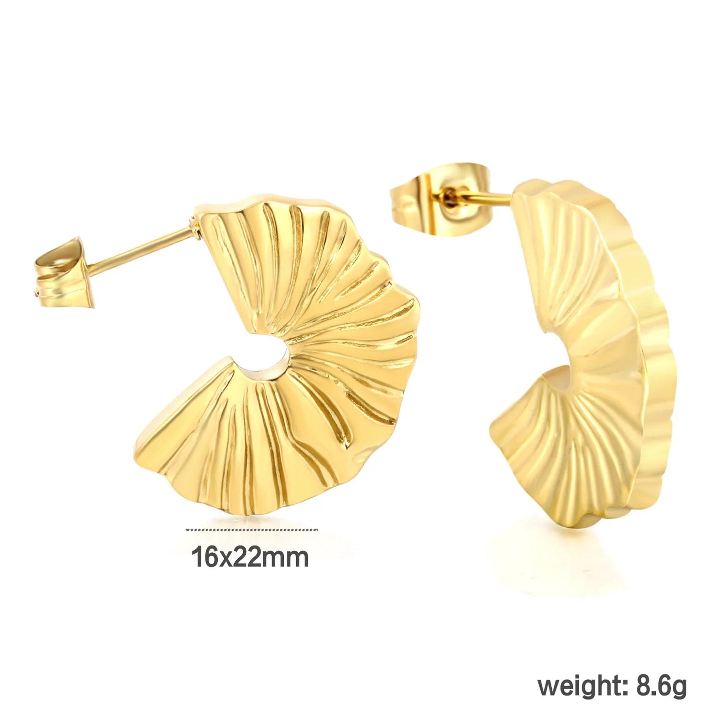 Gold Half Round Arc Striped Earrings 16*22mm Minimalist Striped Curved Design Earrings for Women Daily Casual Office Party Wear Fashion Jewelry asonjewelry