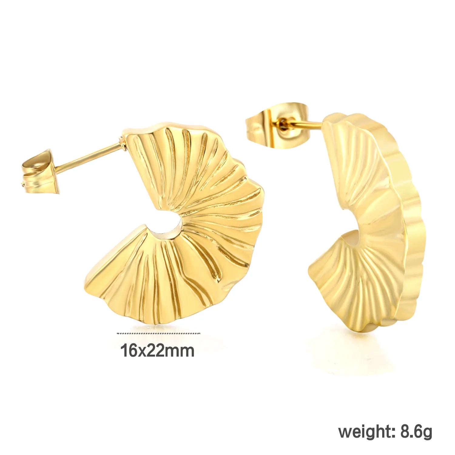 Gold Half Round Arc Striped Earrings 16*22mm Minimalist Striped Curved Design Earrings for Women Daily Casual Office Party Wear Fashion Jewelry asonjewelry