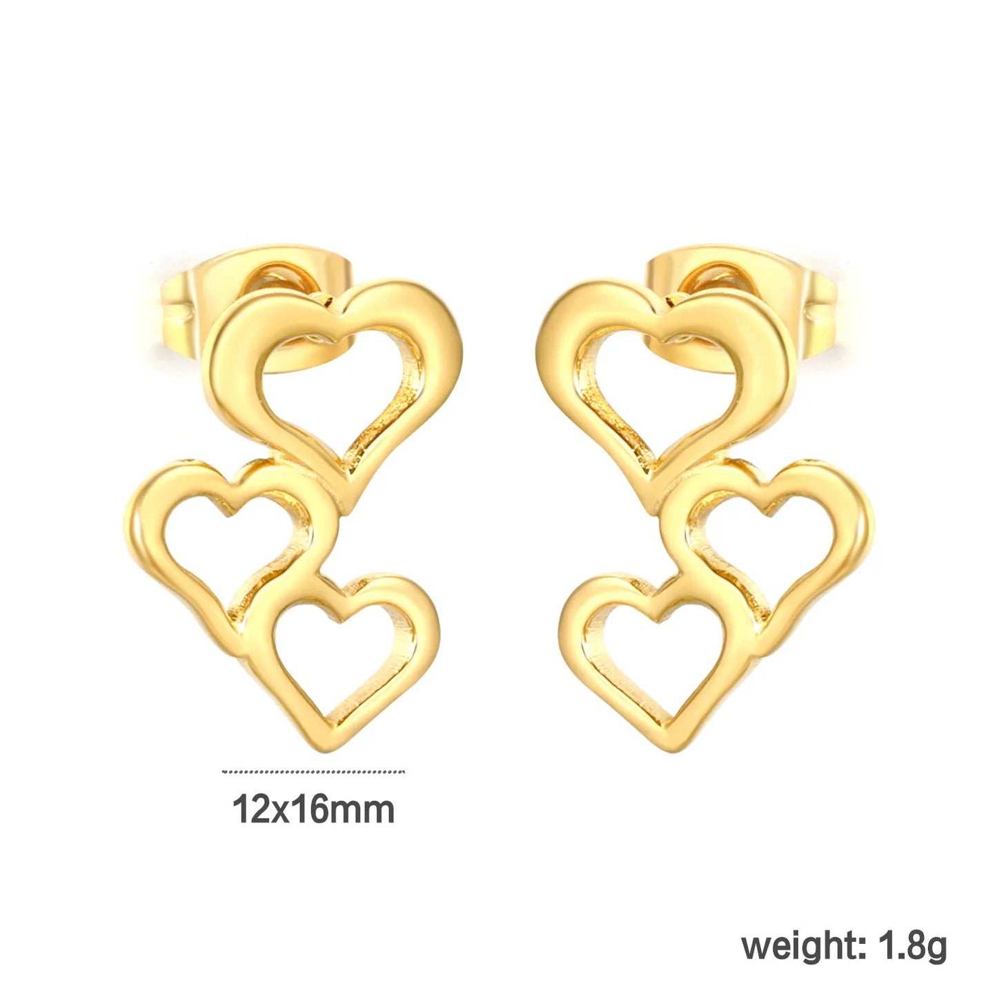 Gold Irregular Heart Stud Earrings 12*16mm Minimalist Love Shape Earrings for Women Daily Casual Office Party Wear Fashion Jewelry asonjewelry