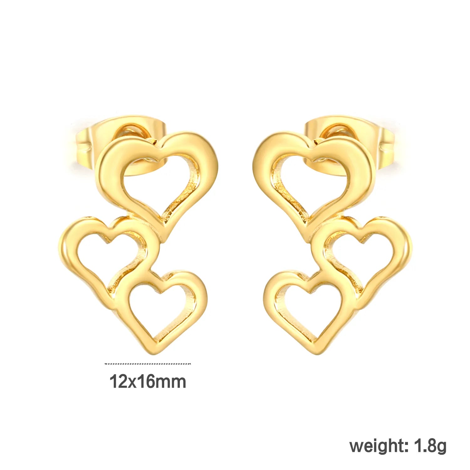 Gold Irregular Heart Stud Earrings 12*16mm Minimalist Love Shape Earrings for Women Daily Casual Office Party Wear Fashion Jewelry asonjewelry