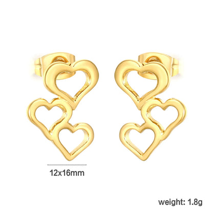 Gold Irregular Heart Stud Earrings 12*16mm Minimalist Love Shape Earrings for Women Daily Casual Office Party Wear Fashion Jewelry asonjewelry
