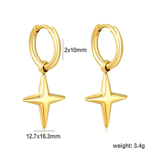 2.0* 10mm ear hook 3.8mm lathe ring 12.7*16.3mm cross-shaped earring steel color/golden