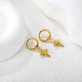 2.0* 10mm ear hook 3.8mm lathe ring 12.7*16.3mm cross-shaped earring steel color/golden asonjewelry