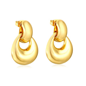 6.2*14mm Hollow Tube Bead with 18*20mm Hollow Teardrop Pendant Earrings, Steel Color asonjewelry