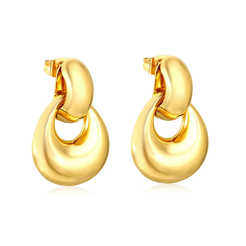 6.2*14mm Hollow Tube Bead with 18*20mm Hollow Teardrop Pendant Earrings, Steel Color asonjewelry