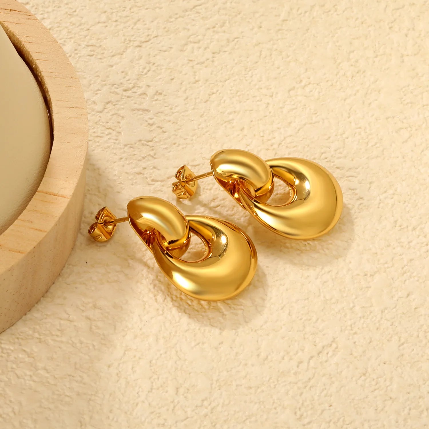 6.2*14mm Hollow Tube Bead with 18*20mm Hollow Teardrop Pendant Earrings, Steel Color asonjewelry