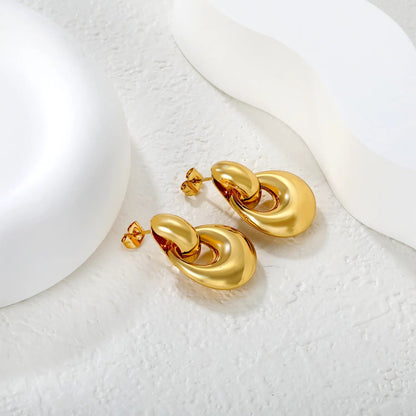 6.2*14mm Hollow Tube Bead with 18*20mm Hollow Teardrop Pendant Earrings, Steel Color asonjewelry