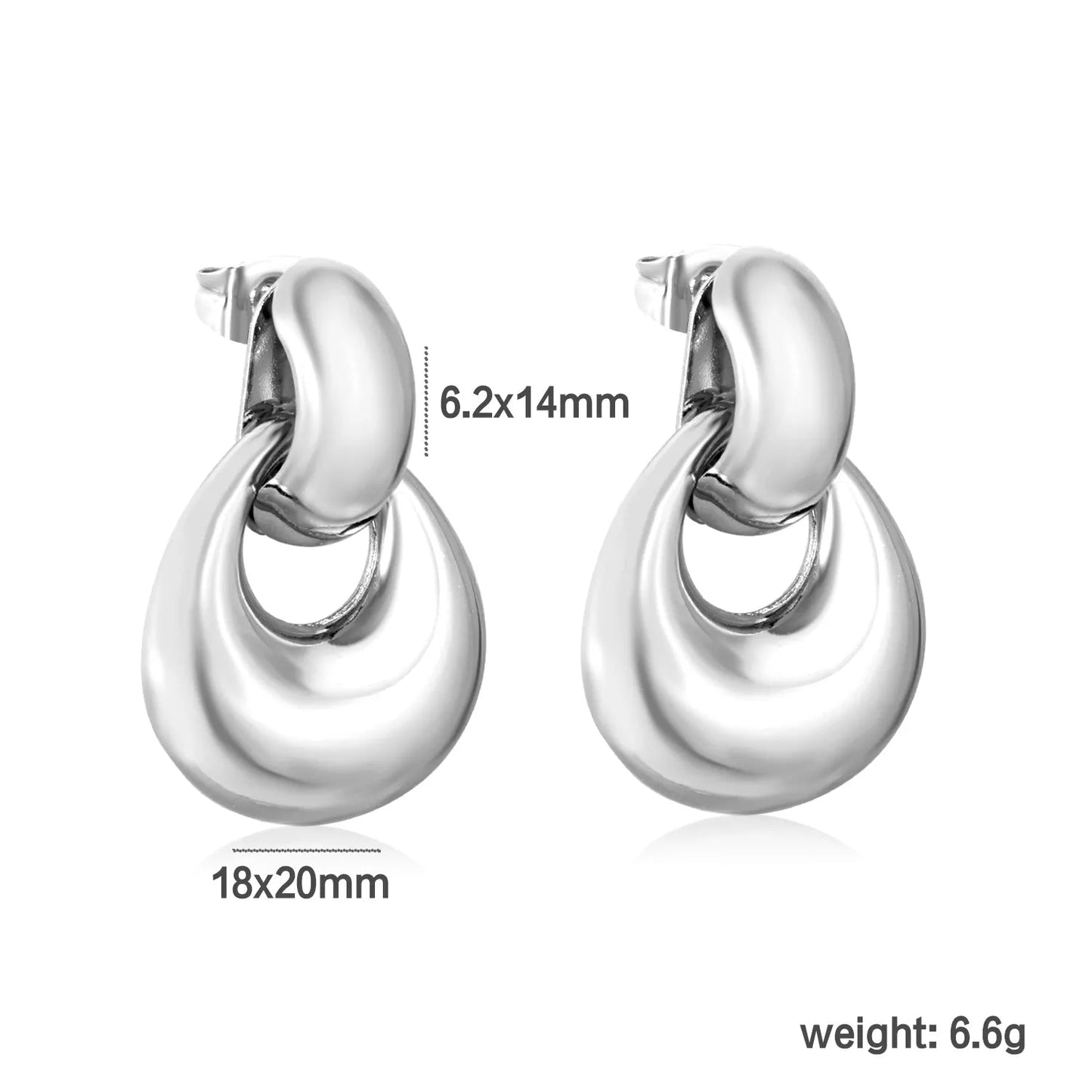 6.2*14mm Hollow Tube Bead with 18*20mm Hollow Teardrop Pendant Earrings, Steel Color asonjewelry