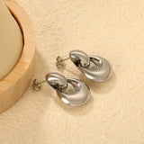 6.2*14mm Hollow Tube Bead with 18*20mm Hollow Teardrop Pendant Earrings, Steel Color asonjewelry