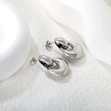 6.2*14mm Hollow Tube Bead with 18*20mm Hollow Teardrop Pendant Earrings, Steel Color asonjewelry