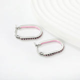 2.26 * 22mm oval-shaped geometric band with white/purple/blue/pink/orange diamonds, ear hooks, steel color asonjewelry