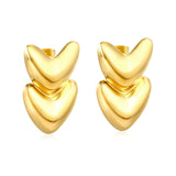 14*23mm heart-shaped earrings, steel color / gold color