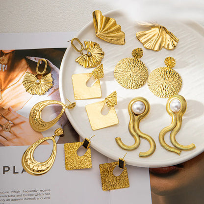 Wholesale Original design women's Stainless steel earrings From 2.46x3.68cm-6.45x3.5cm small jewelry simple 18K gold earrings Asonjewelry