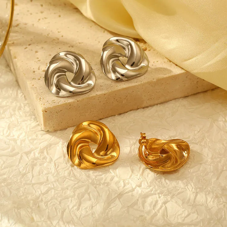 Fashion Trend Twisted Irregular Stainless Steel Earrings Women's Trend 18K Plated Earrings asonjewelry