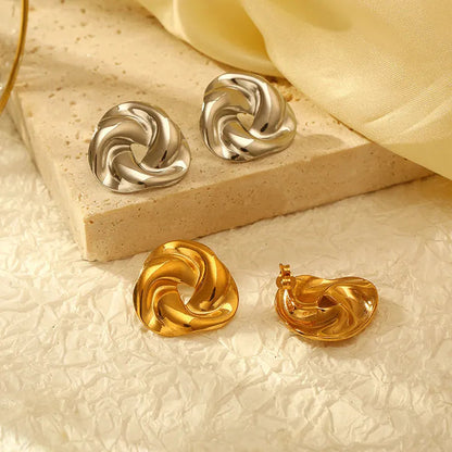 Fashion Trend Twisted Irregular Stainless Steel Earrings Women's Trend 18K Plated Earrings asonjewelry