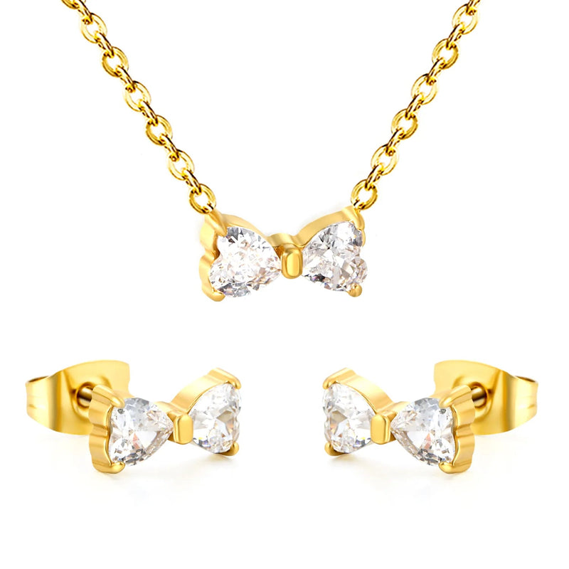 Brogan white diamond/pink diamond stud earrings: 9.3*5mm. Necklace: 9.3*5mm. 0.35 cross chain. 40 + 5cm + 6mm round tail tag.