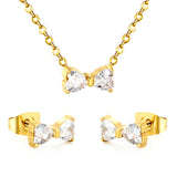 Brogan white diamond/pink diamond stud earrings: 9.3*5mm. Necklace: 9.3*5mm. 0.35 cross chain. 40 + 5cm + 6mm round tail tag.