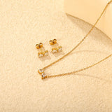 Brogan white diamond/pink diamond stud earrings: 9.3*5mm. Necklace: 9.3*5mm. 0.35 cross chain. 40 + 5cm + 6mm round tail tag.