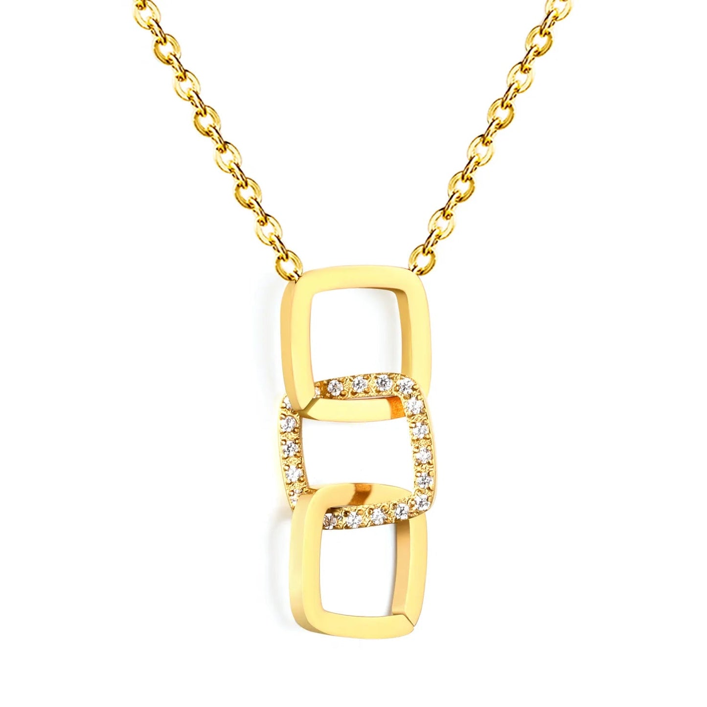 9.7mm wide smooth geometric hollowed design 9.7mm mnc diamonds0.4 cross chain. 45+5cm+6mm round tail Necklace Gold asonjewelry