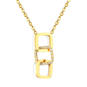 9.7mm wide smooth geometric hollowed design 9.7mm mnc diamonds0.4 cross chain. 45+5cm+6mm round tail Necklace Gold asonjewelry