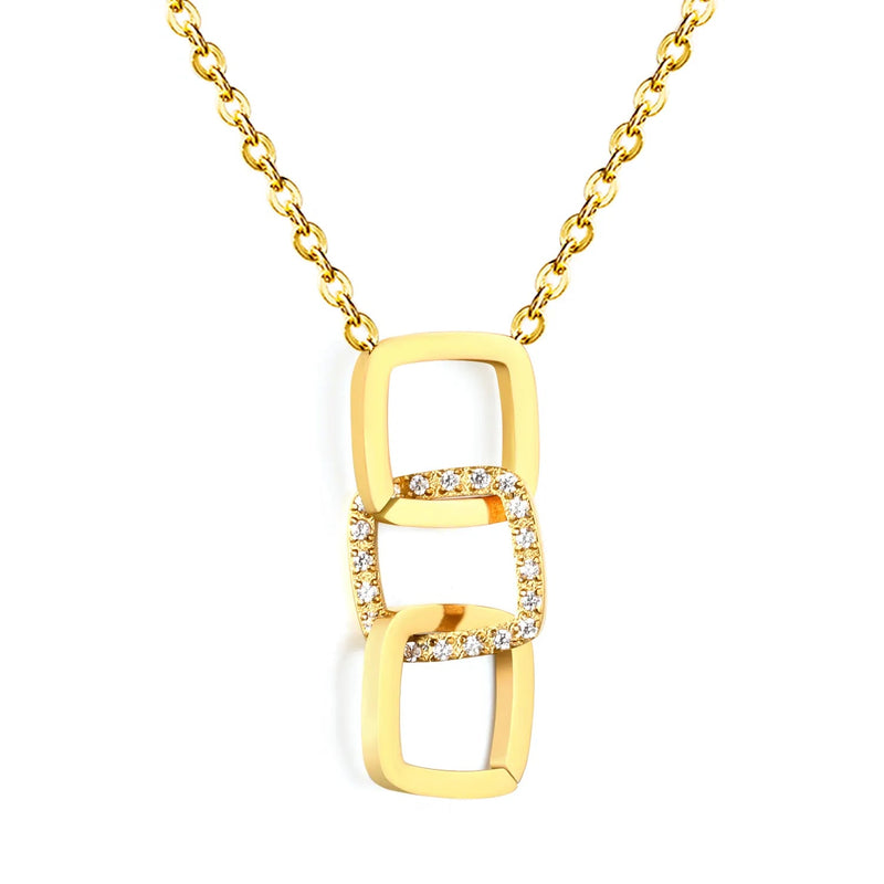 9.7mm wide smooth geometric hollowed design 9.7mm mnc diamonds0.4 cross chain. 45+5cm+6mm round tail Necklace Gold asonjewelry