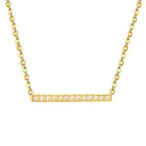29.6 * 2.6mm single-cut CNC diamond pendant with 0.4 cross chain, 40 + 5cm + 6mm round tail tag. Necklace in gold asonjewelry