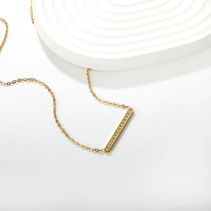 29.6 * 2.6mm single-cut CNC diamond pendant with 0.4 cross chain, 40 + 5cm + 6mm round tail tag. Necklace in gold asonjewelry