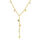 8 pieces of 4mm round diamonds, 0.4-inch cross chain, 42+5cm (downward part) + 5cm tail chain + 6mm round tail fin, golden color asonjewelry