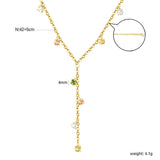 8 pieces of 4mm round diamonds, 0.4-inch cross chain, 42+5cm (downward part) + 5cm tail chain + 6mm round tail fin, golden color asonjewelry