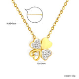 13*13mm four-leaf clover oil-drop pendant with white diamond, 0.4 inch cross chain, 45+5cm+6mm round tail label, necklace, gold colo asonjewelry