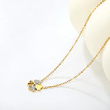 13*13mm four-leaf clover oil-drop pendant with white diamond, 0.4 inch cross chain, 45+5cm+6mm round tail label, necklace, gold colo asonjewelry