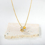 13*13mm four-leaf clover oil-drop pendant with white diamond, 0.4 inch cross chain, 45+5cm+6mm round tail label, necklace, gold colo asonjewelry