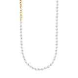 7*5mm plastic beads + 7*5mm O-shaped chain triple-strung into one long O-shaped chain 42 + 5cm + 6mm round tail label  necklace  gold