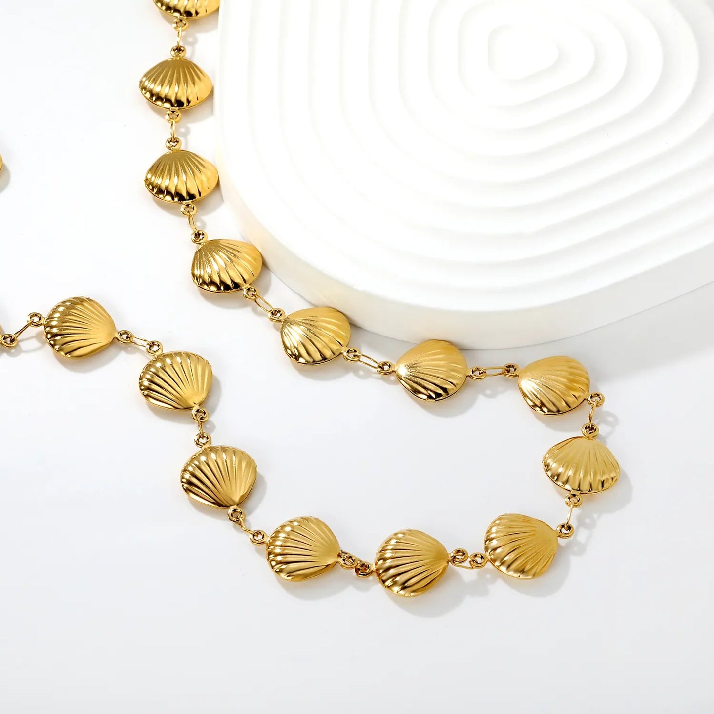 12*12.9mm 21 hollow shell accessories 45+5cm+6mm round tail brand necklace gold asonjewelry