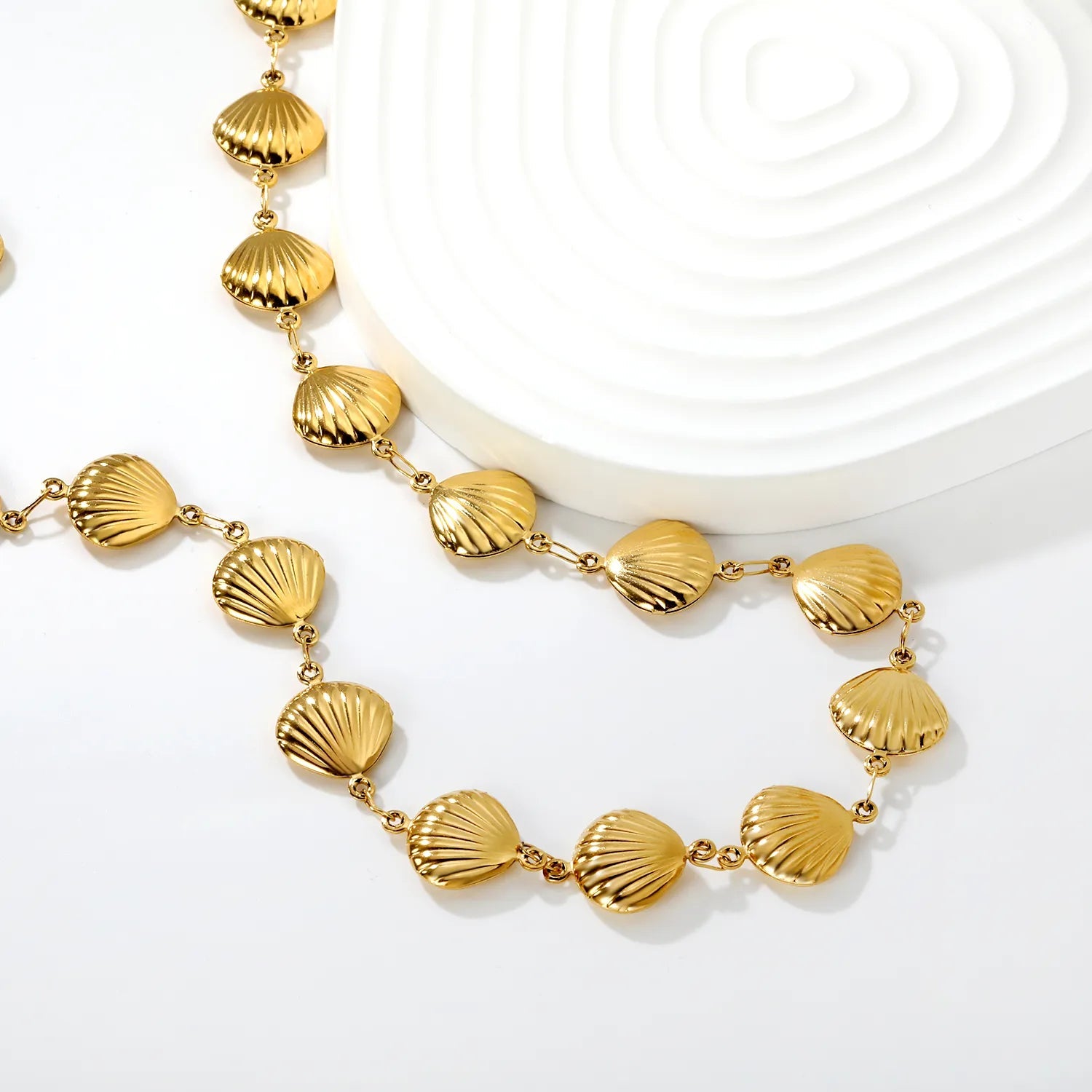 12*12.9mm 21 hollow shell accessories 45+5cm+6mm round tail brand necklace gold asonjewelry
