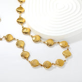 12*12.9mm 21 hollow shell accessories 45+5cm+6mm round tail brand necklace gold asonjewelry