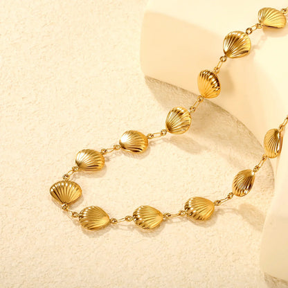 12*12.9mm 21 hollow shell accessories 45+5cm+6mm round tail brand necklace gold asonjewelry