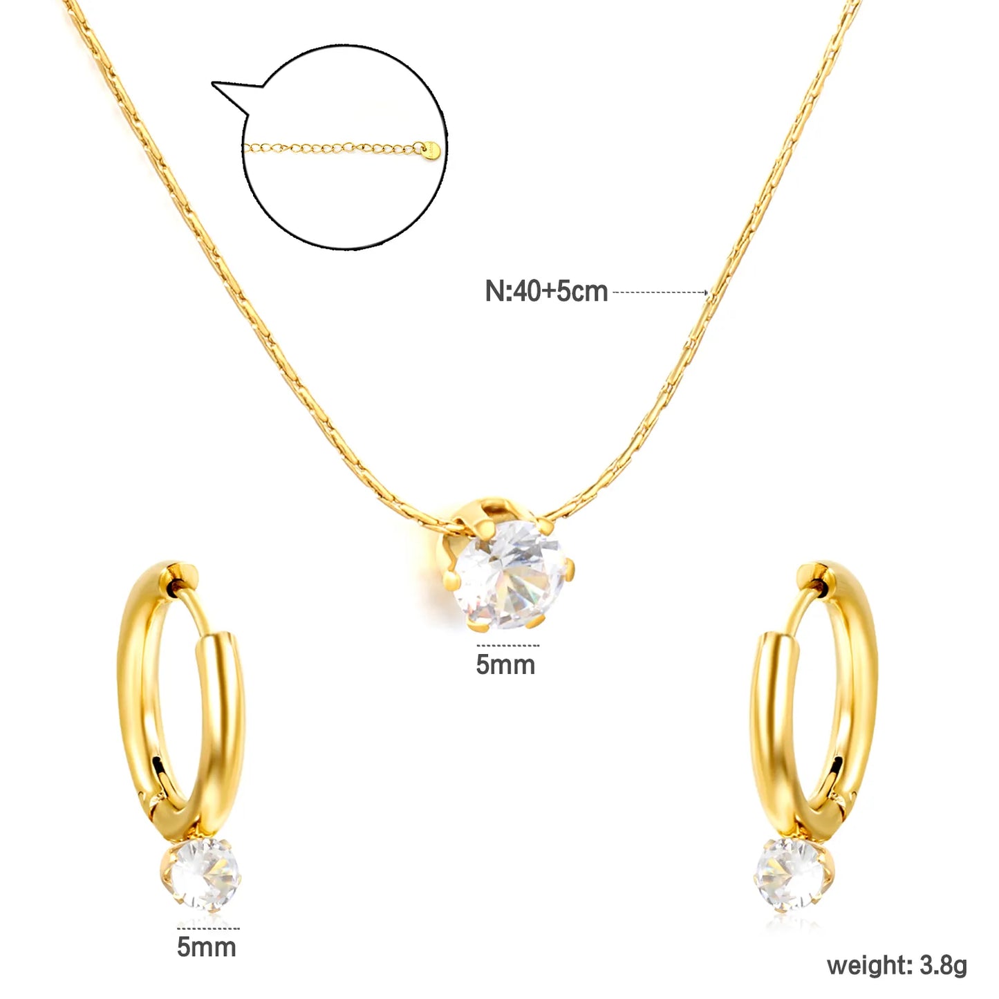 (Same as LPS50801G) Round Diamond Pendant Necklace and Earring Set in Gold - Asonjewelry