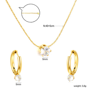 (Same as LPS50801G) Round Diamond Pendant Necklace and Earring Set in Gold - Asonjewelry