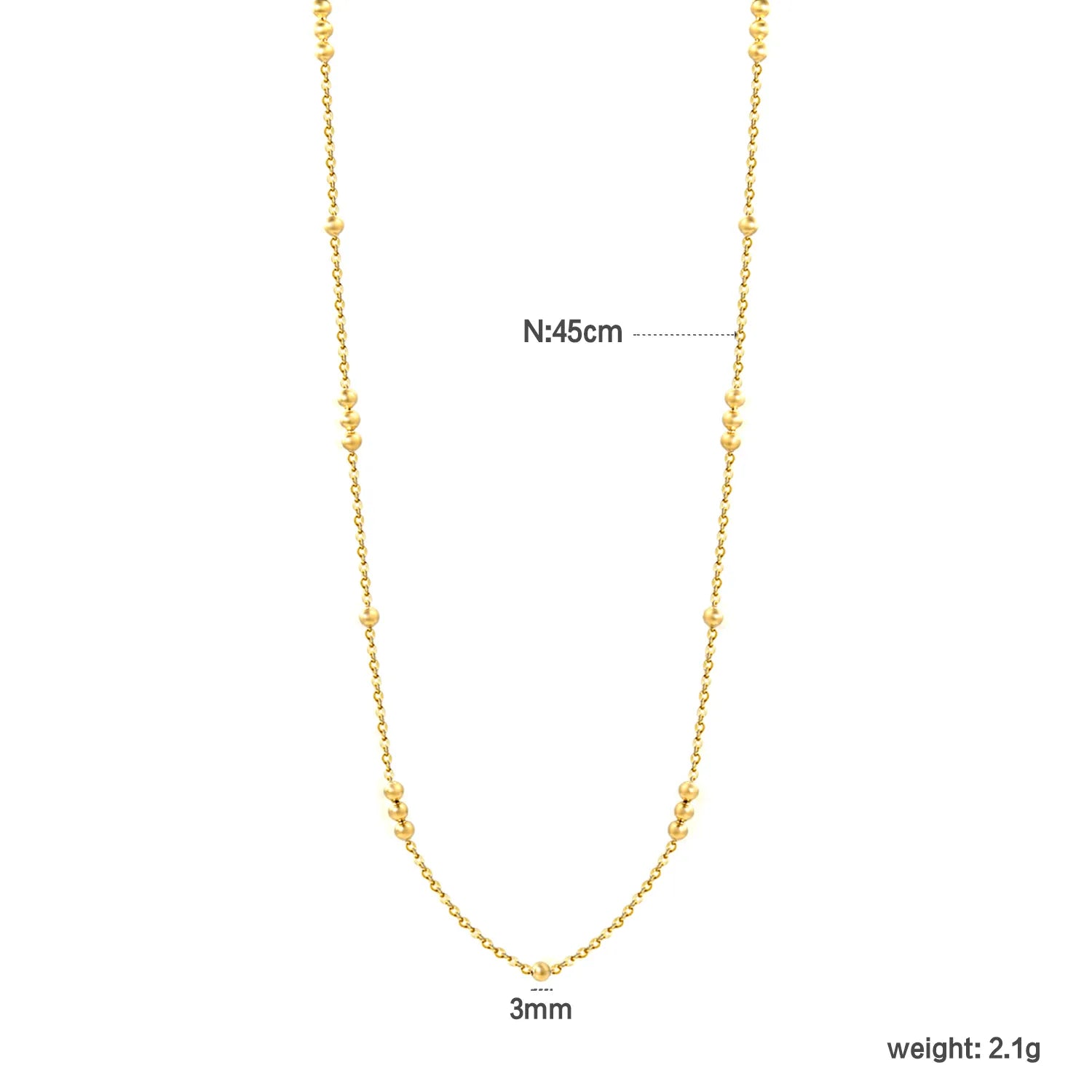 (LP300645G) Ball O-Link Necklace, Gold - Asonjewelry